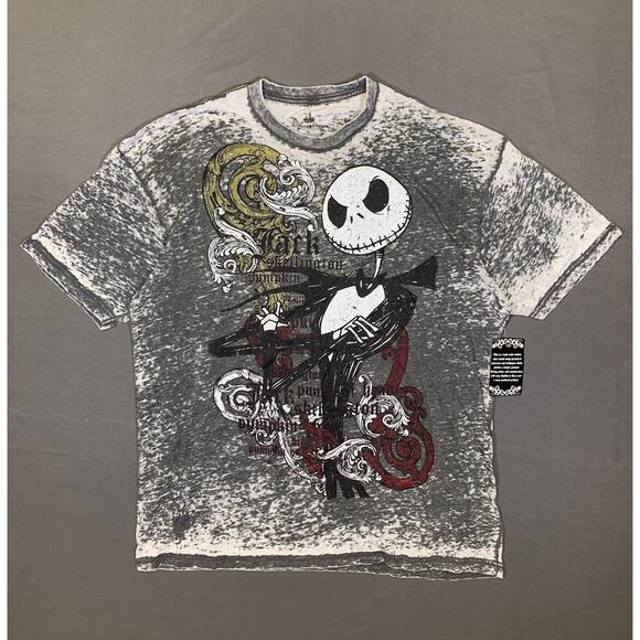 Nightmare Before Christmas Washed Gray T-Shirt Unique Garment Disney Parks NWT - Picture 1 of 9